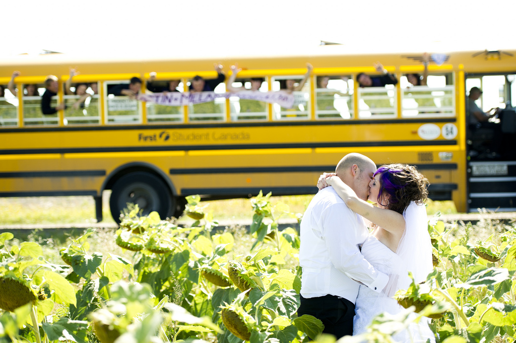 school bus for wedding